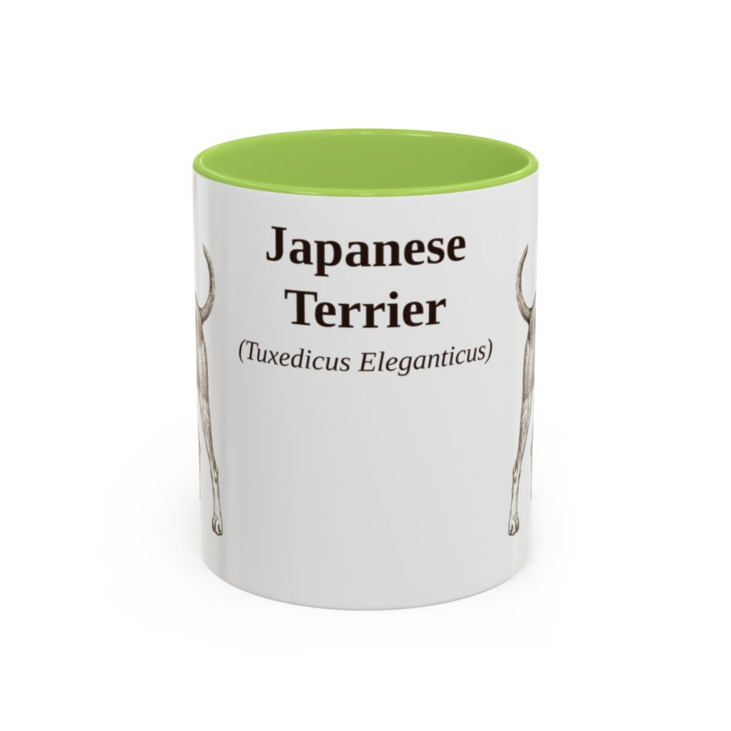 11oz Japanese Terrier Latin Mug, Light Green, front view