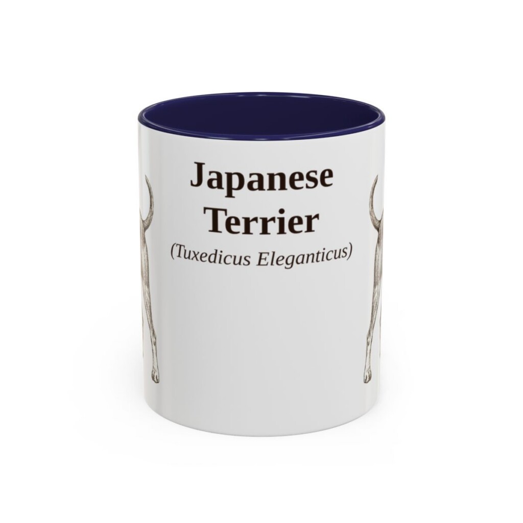 11oz Japanese Terrier Latin Mug, Navy, front view