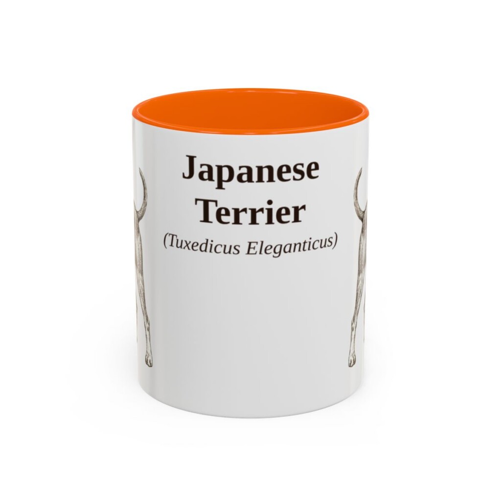 11oz Japanese Terrier Latin Mug, Orange, front view