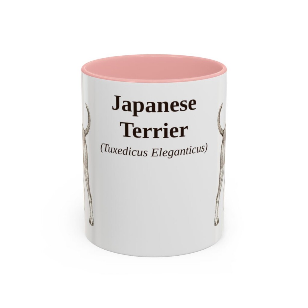 11oz Japanese Terrier Latin Mug, Pink, front view