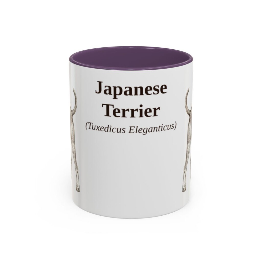 11oz Japanese Terrier Latin Mug, Purple, front view