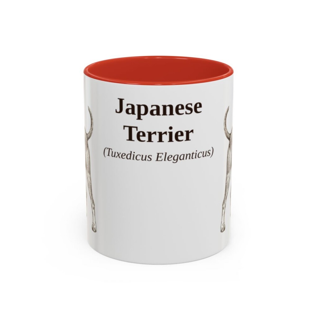 11oz Japanese Terrier Latin Mug, Red, front view