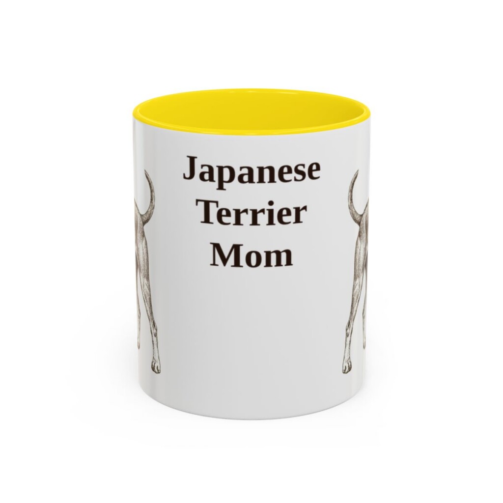 11oz-japanese-terrier-mug-mom-yellow 11oz Japanese Terrier Dog Mom Mug, Yellow, front view