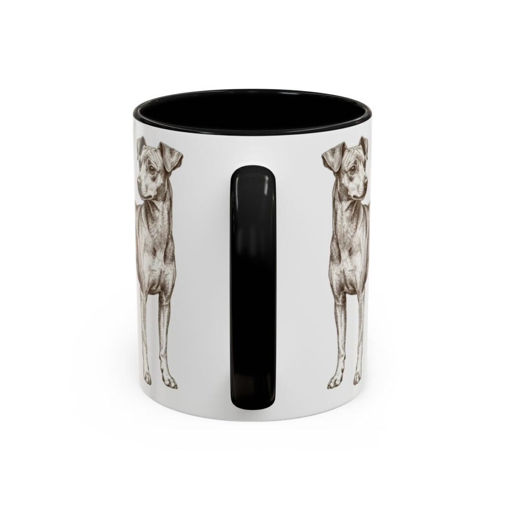 11oz Japanese Terrier Mug, Black, back view