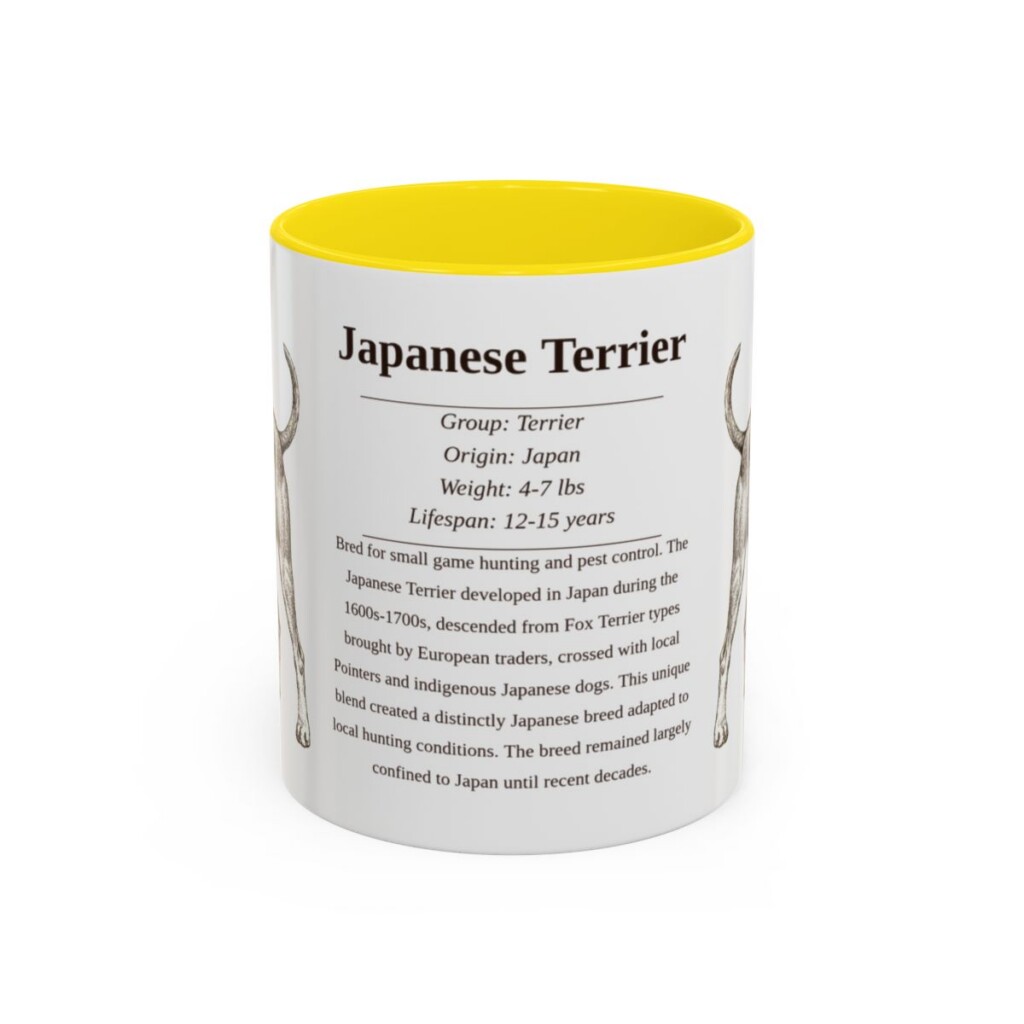 11oz Japanese Terrier Mug, Yellow, front view