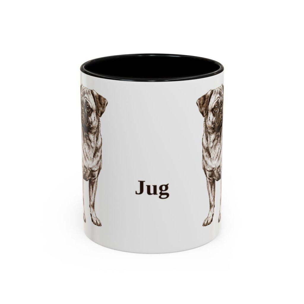 11oz Jug Mug, Black, front view
