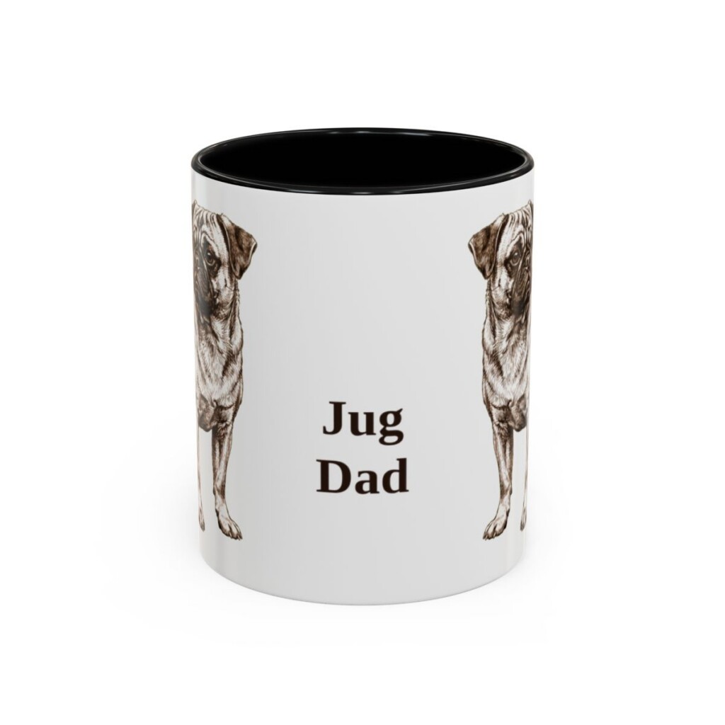 11oz Jug Dog Dad Mug, Black, front view