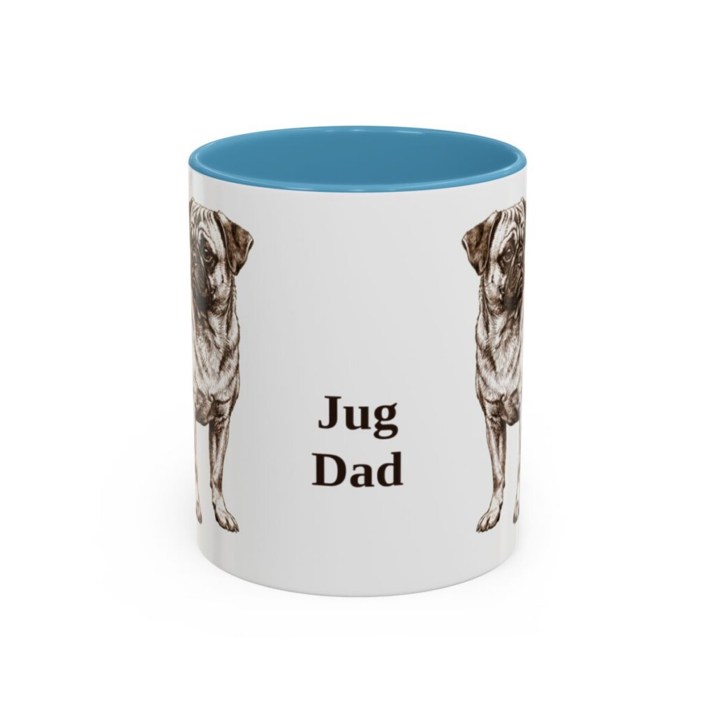 11oz Jug Dog Dad Mug, Light Blue, front view