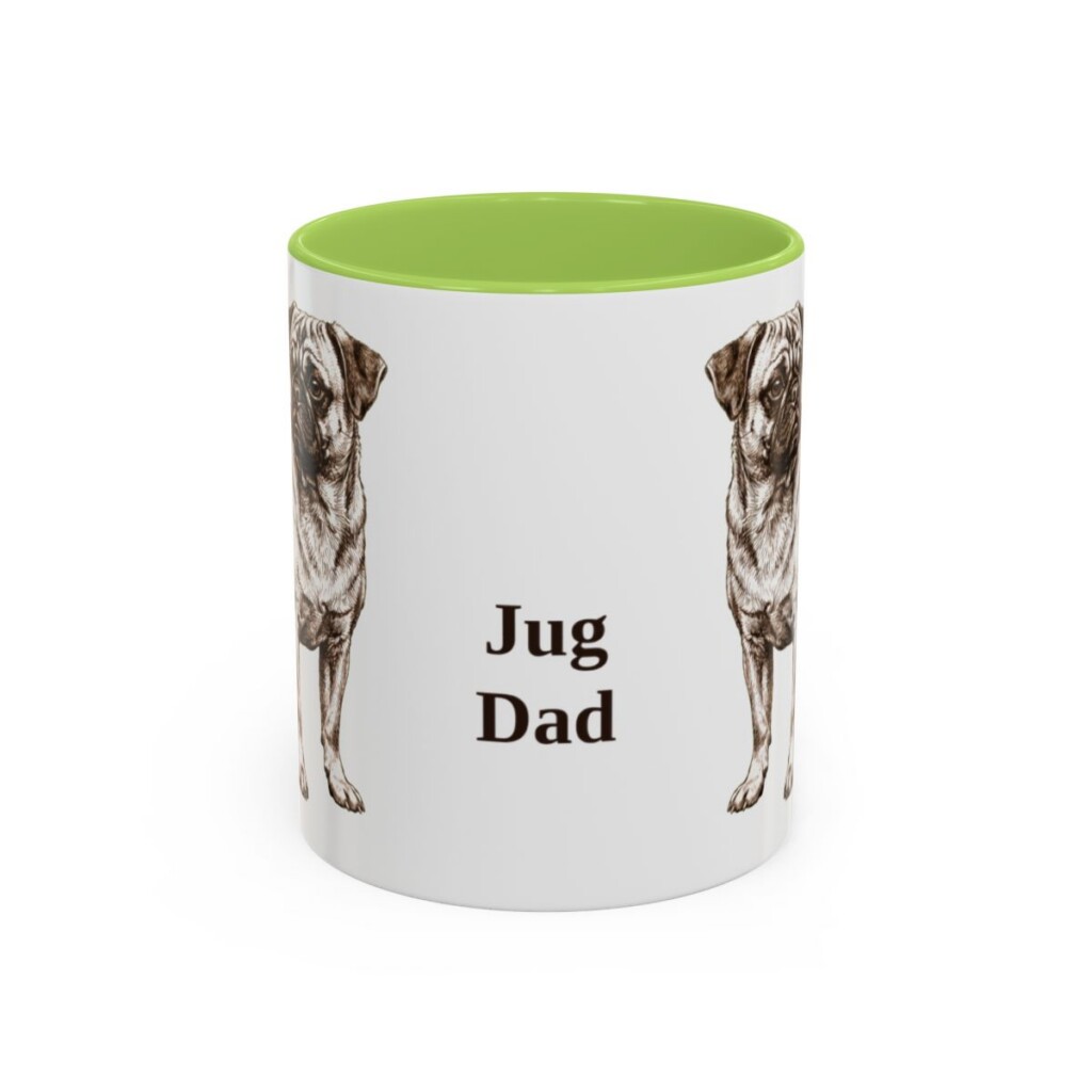 11oz Jug Dog Dad Mug, Light Green, front view