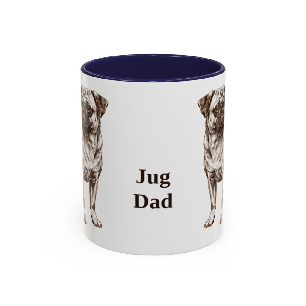 11oz Jug Dog Dad Mug, Navy, front view
