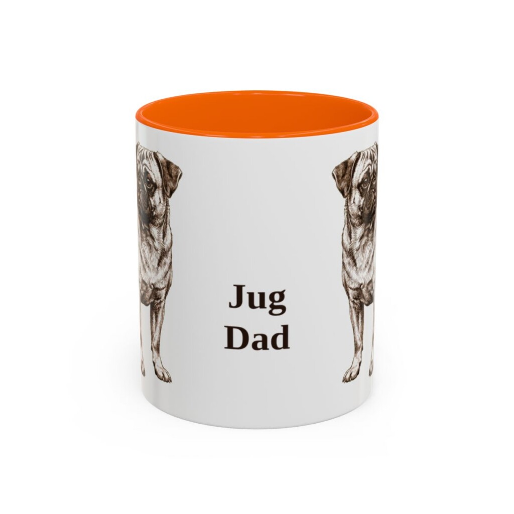 11oz Jug Dog Dad Mug, Orange, front view