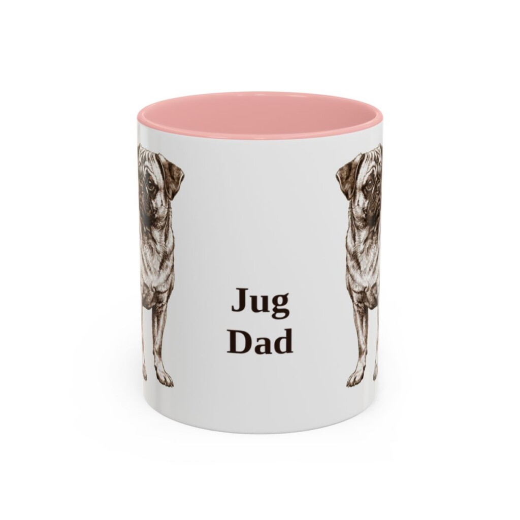 11oz Jug Dog Dad Mug, Pink, front view