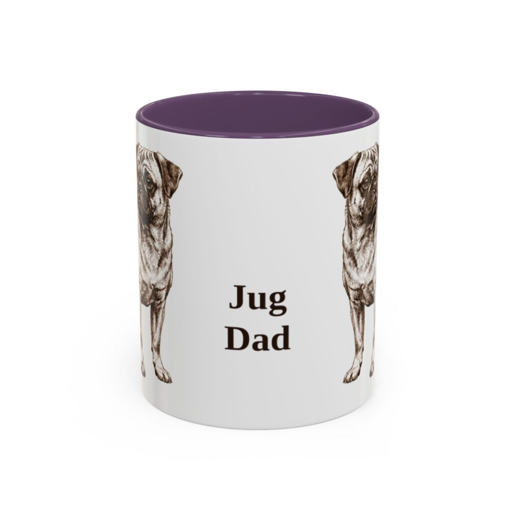 11oz Jug Dog Dad Mug, Purple, front view