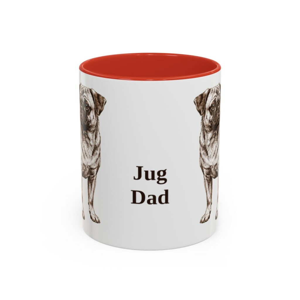 11oz Jug Dog Dad Mug, Red, front view
