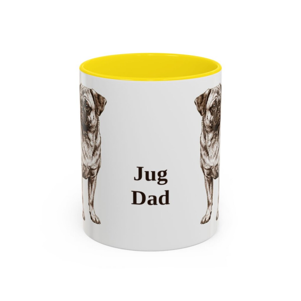 11oz Jug Dog Dad Mug, Yellow, front view