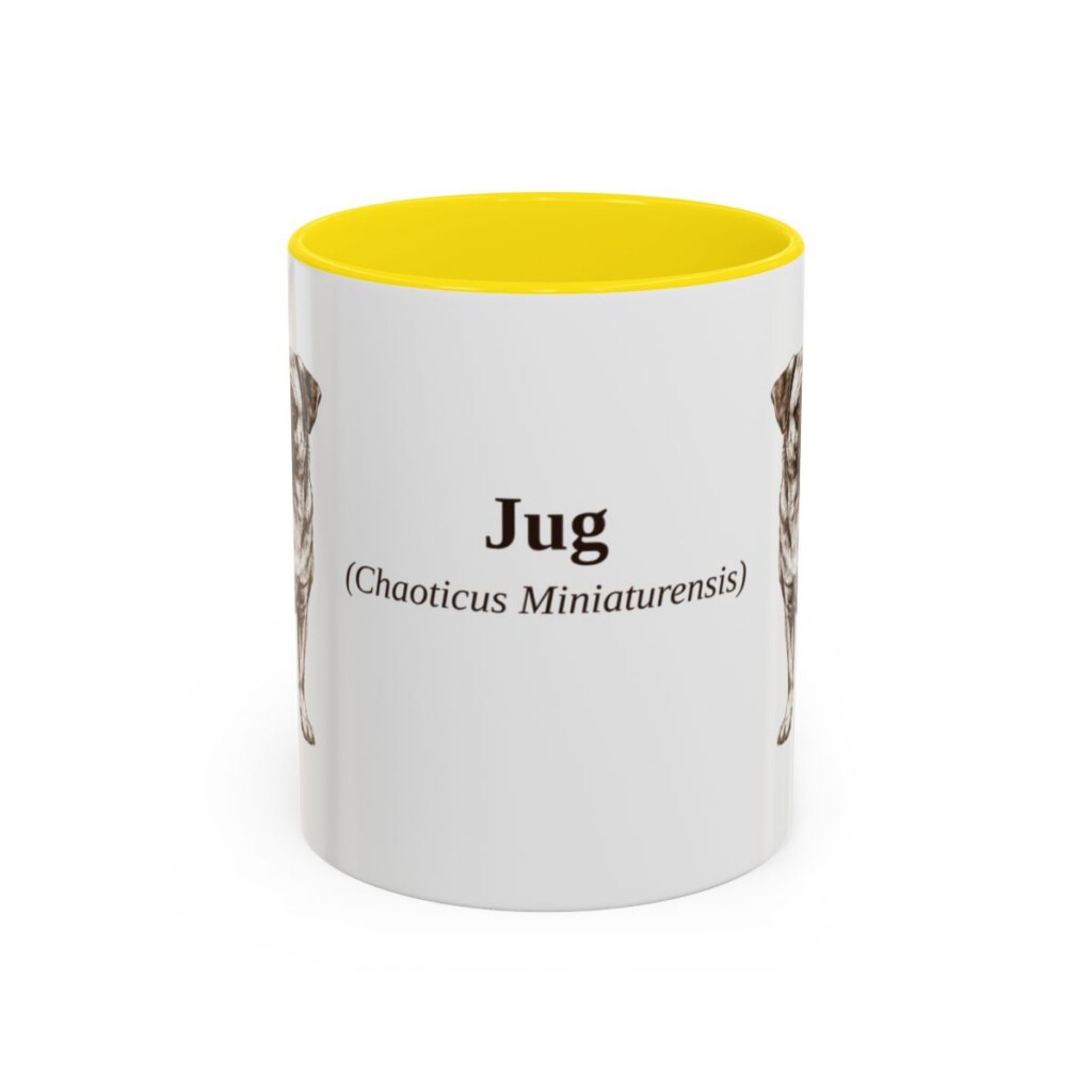 11oz Jug Latin Mug, Yellow, front view