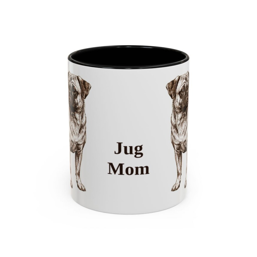 11oz Jug Dog Mom Mug, Black, front view