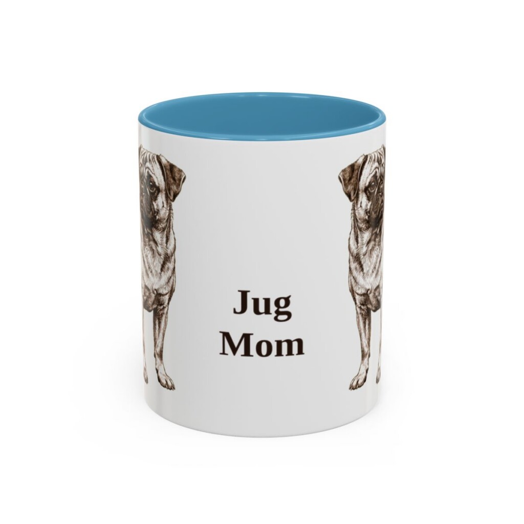 11oz Jug Dog Mom Mug, Light Blue, front view