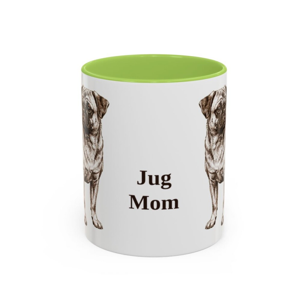 11oz Jug Dog Mom Mug, Light Green, front view