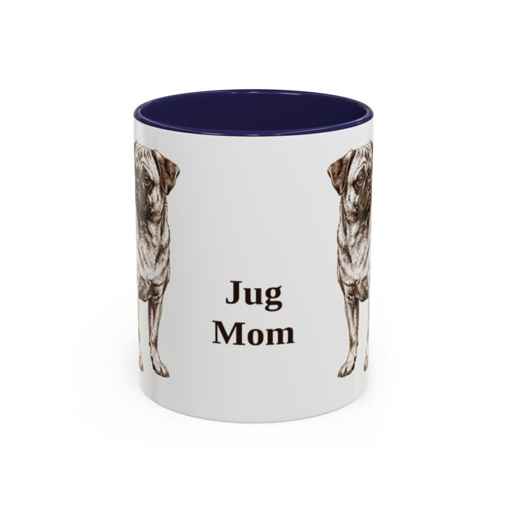 11oz Jug Dog Mom Mug, Navy, front view