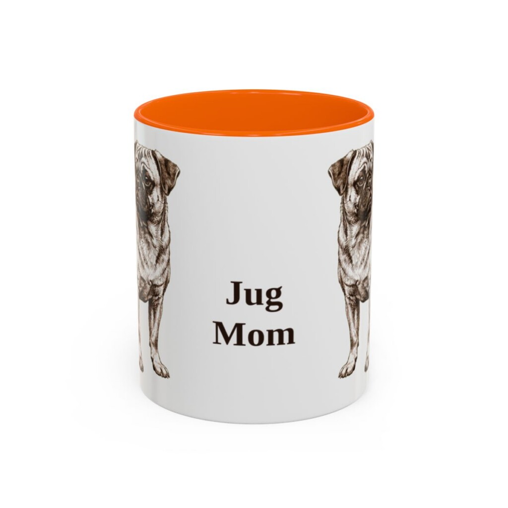 11oz Jug Dog Mom Mug, Orange, front view