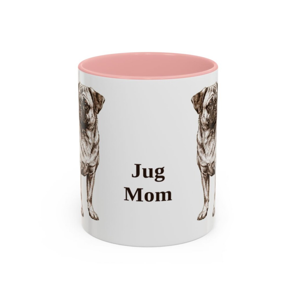 11oz Jug Dog Mom Mug, Pink, front view