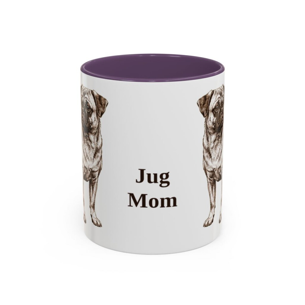 11oz Jug Dog Mom Mug, Purple, front view