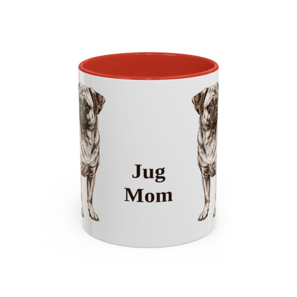11oz Jug Dog Mom Mug, Red, front view