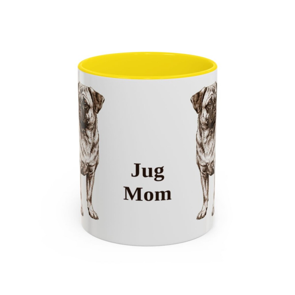 11oz Jug Dog Mom Mug, Yellow, front view
