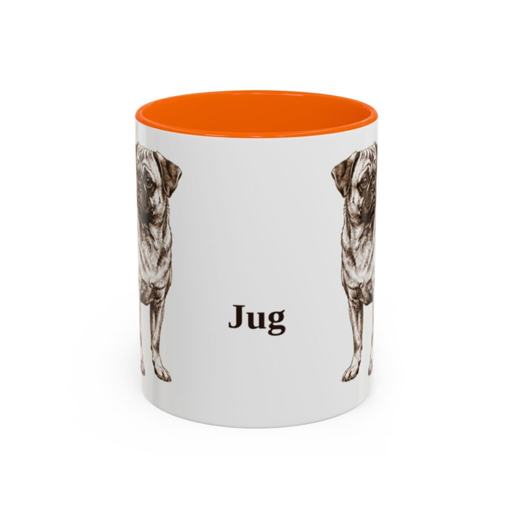 11oz Jug Mug, Orange, front view