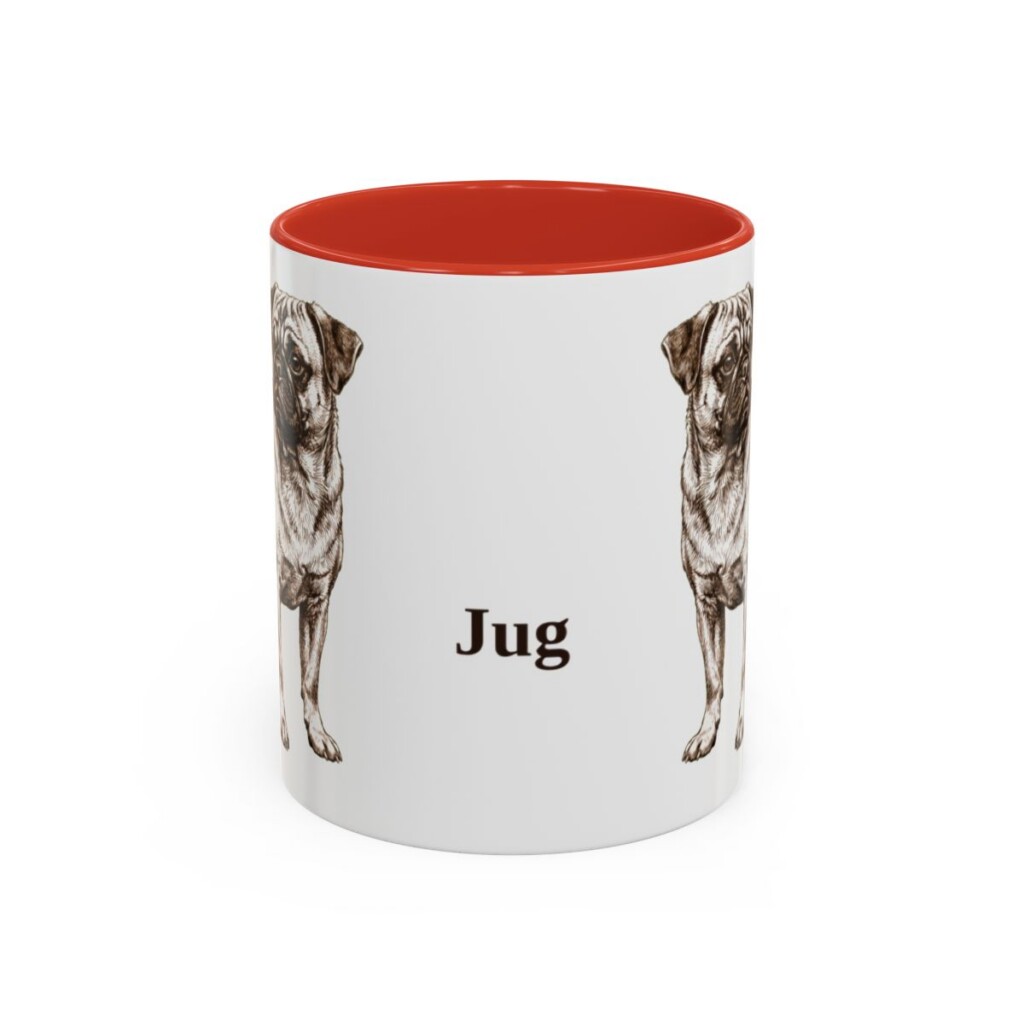 11oz Jug Mug, Red, front view