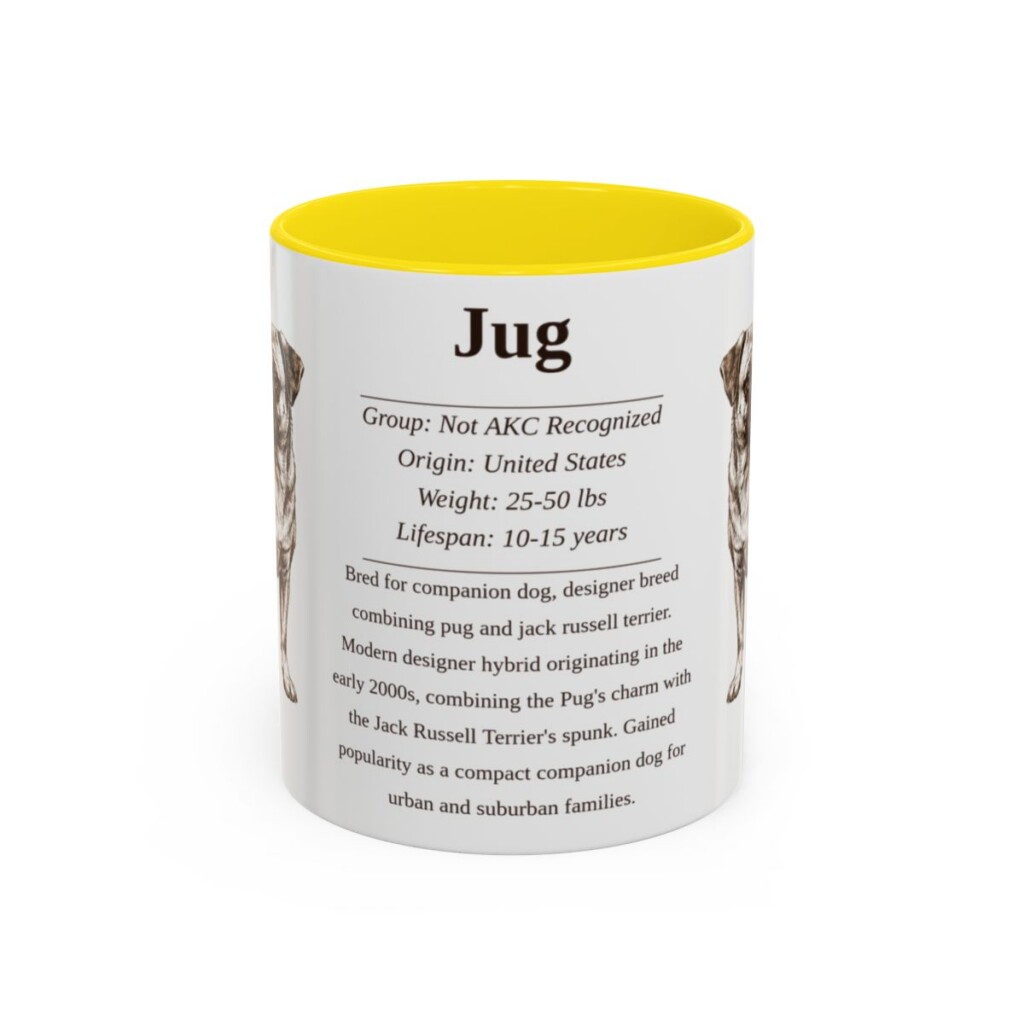 11oz Jug Mug, Yellow, front view