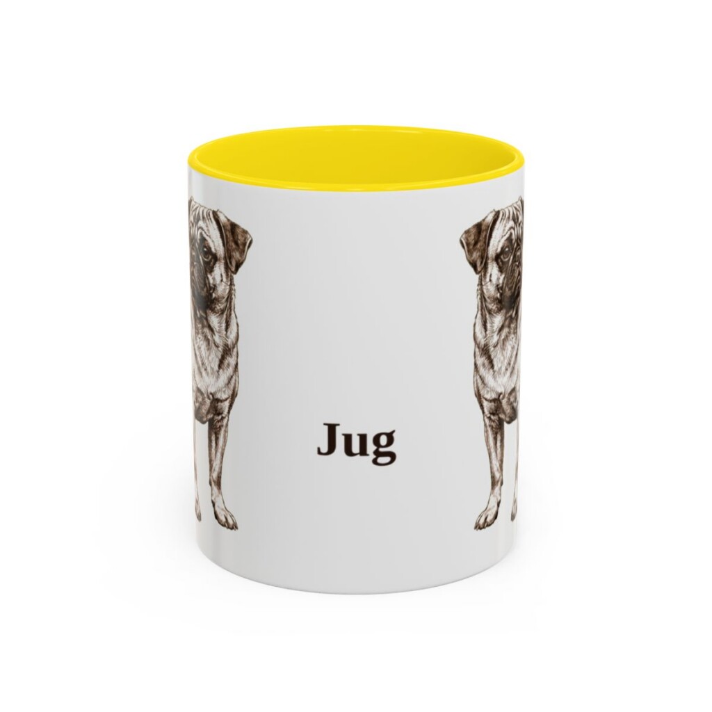 11oz Jug Mug, Yellow, front view