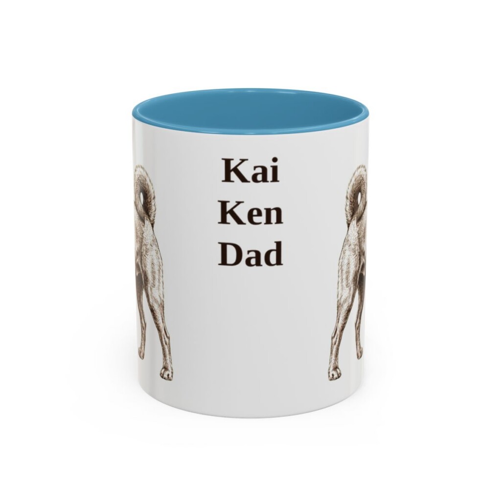 11oz Kai Ken Dog Dad Mug, Light Blue, front view