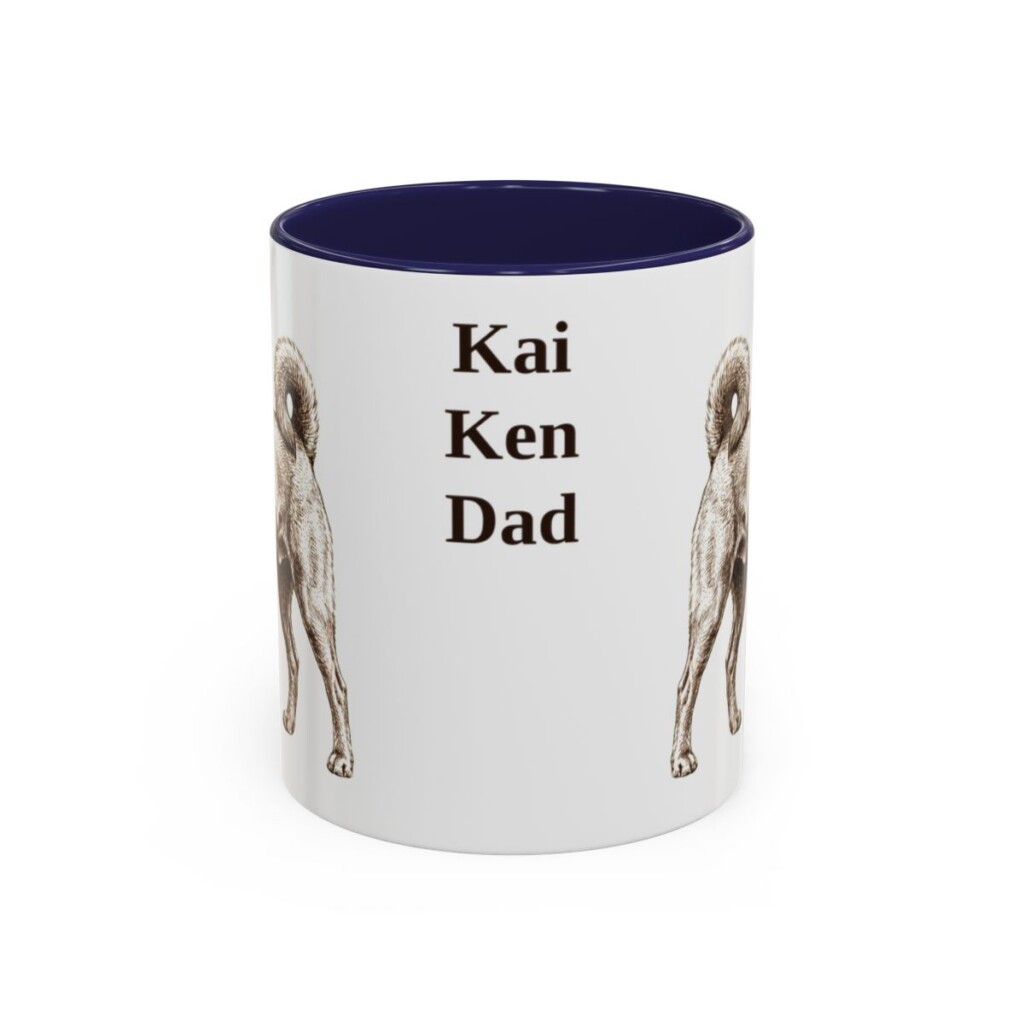 11oz Kai Ken Dog Dad Mug, Navy, front view