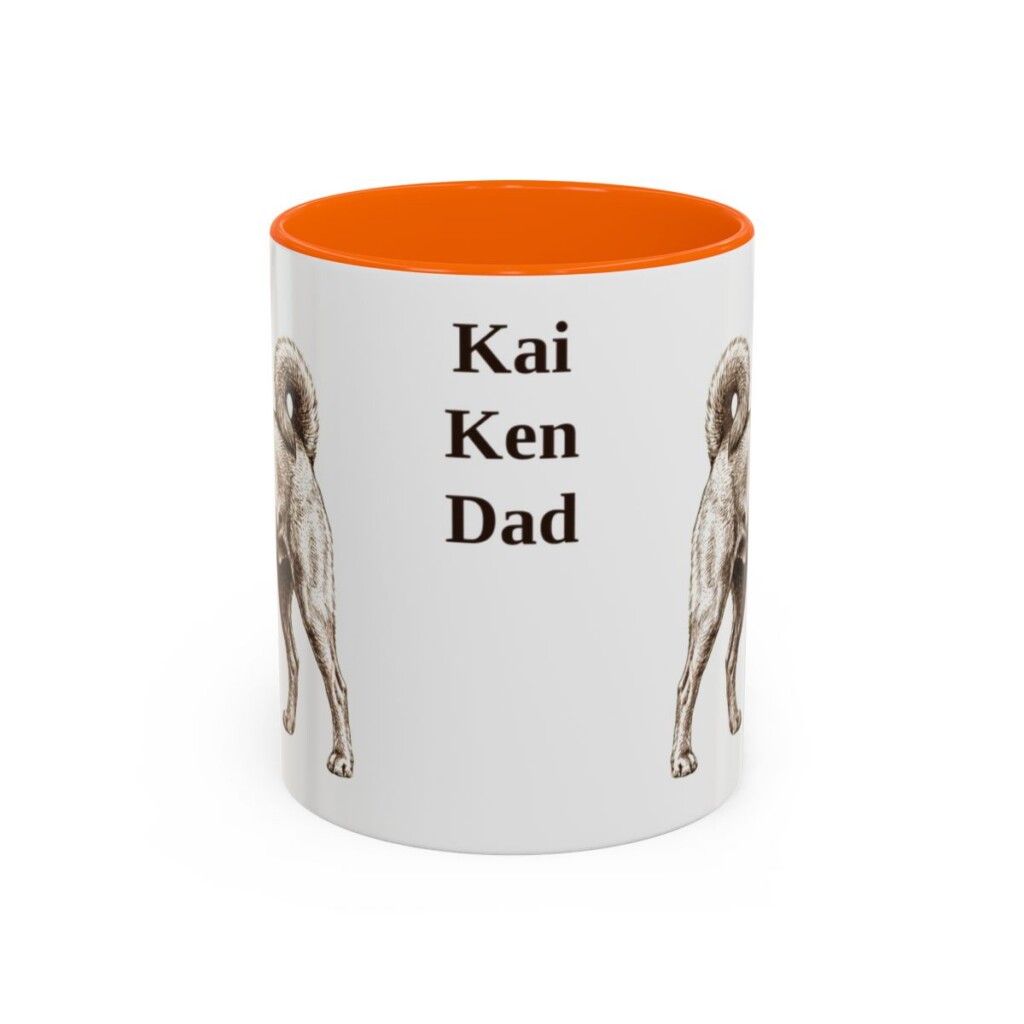 11oz Kai Ken Dog Dad Mug, Orange, front view