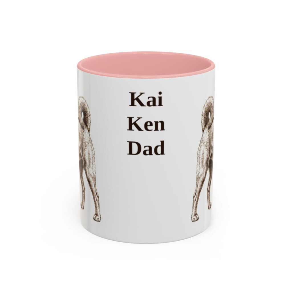 11oz Kai Ken Dog Dad Mug, Pink, front view