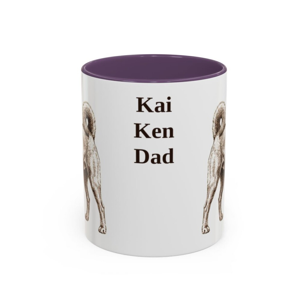 11oz Kai Ken Dog Dad Mug, Purple, front view
