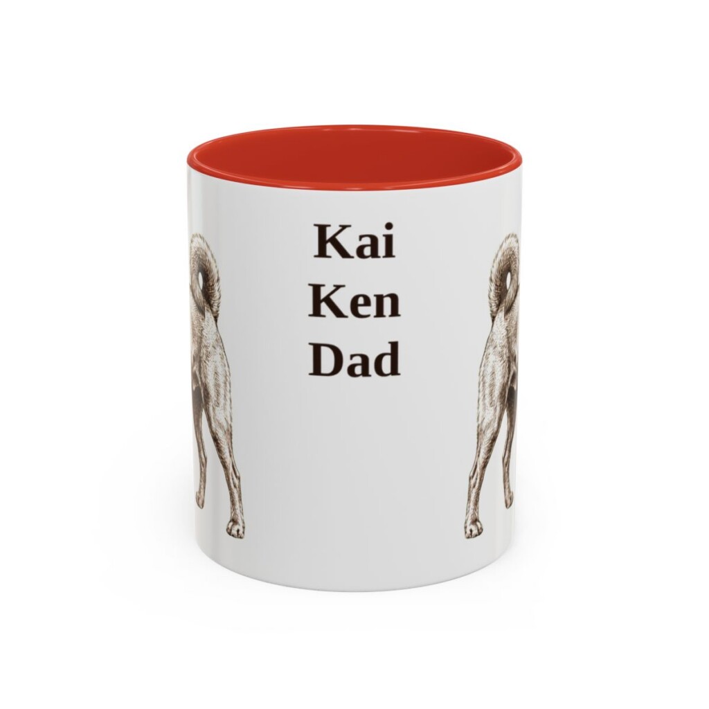 11oz Kai Ken Dog Dad Mug, Red, front view