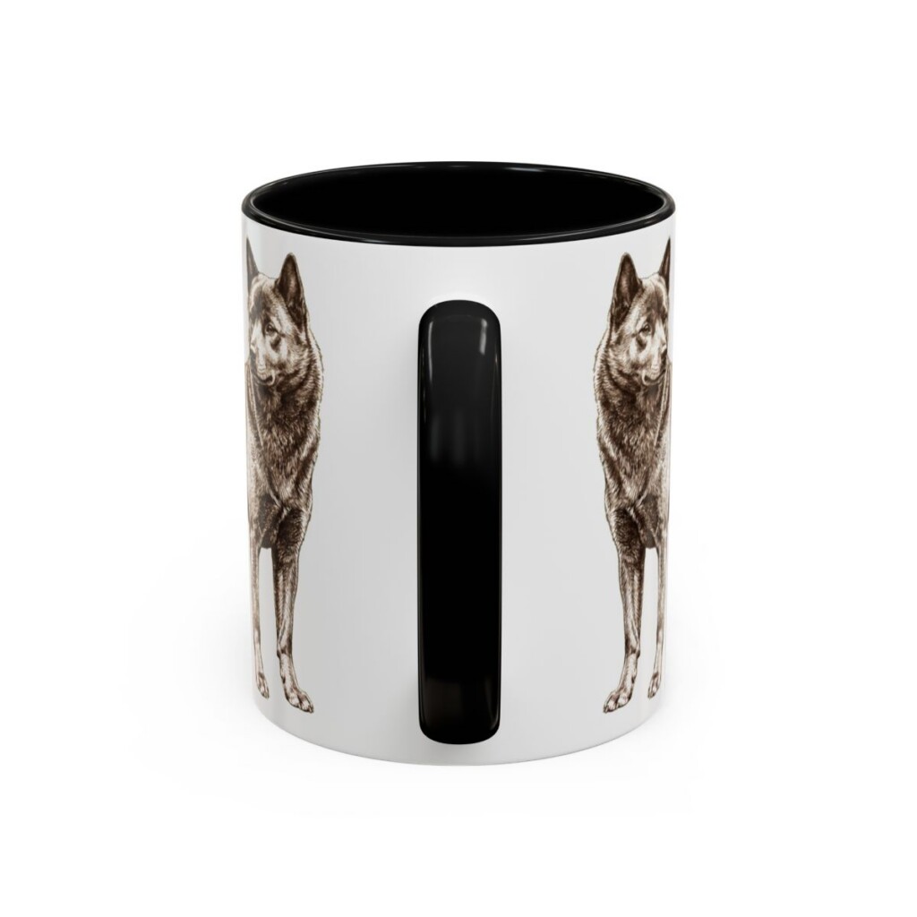 11oz Funny Kai Ken Mug, Black, back view
