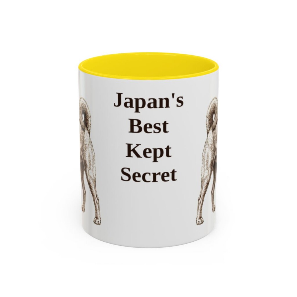 11oz Funny Kai Ken Mug, Yellow, front view