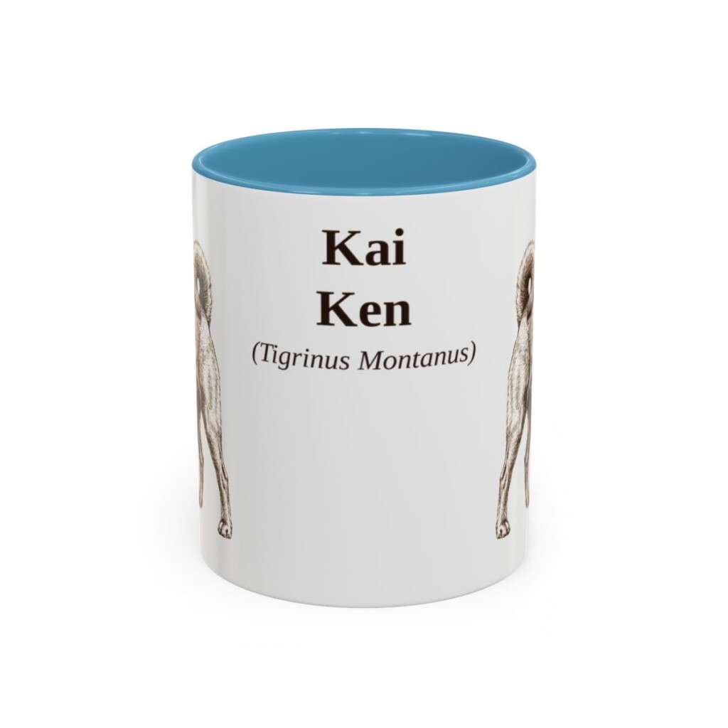 11oz Kai Ken Latin Mug, Light Blue, front view