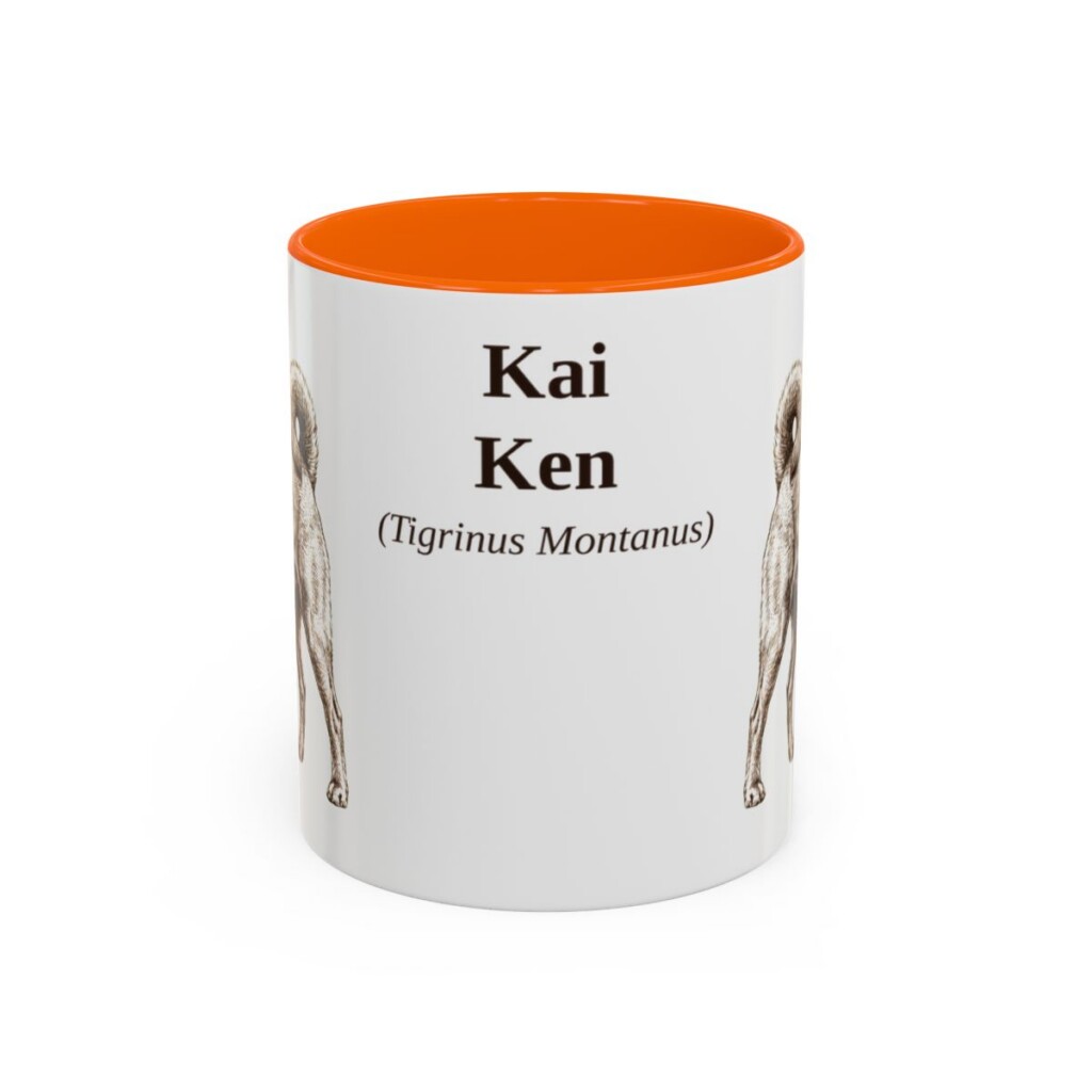 11oz Kai Ken Latin Mug, Orange, front view