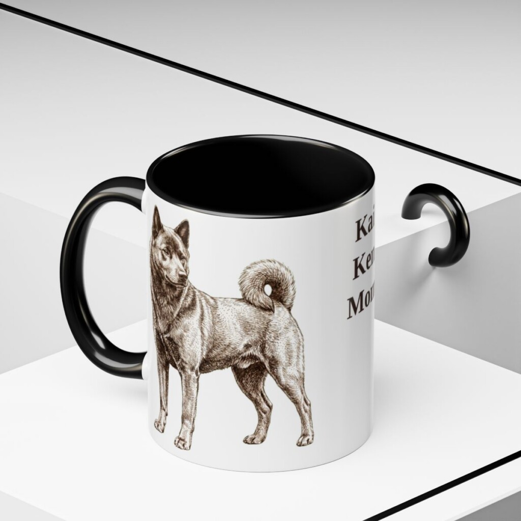 11oz Kai Ken Dog Mom Mug, Black, lifestyle photo