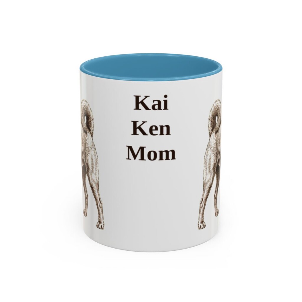 11oz Kai Ken Dog Mom Mug, Light Blue, front view