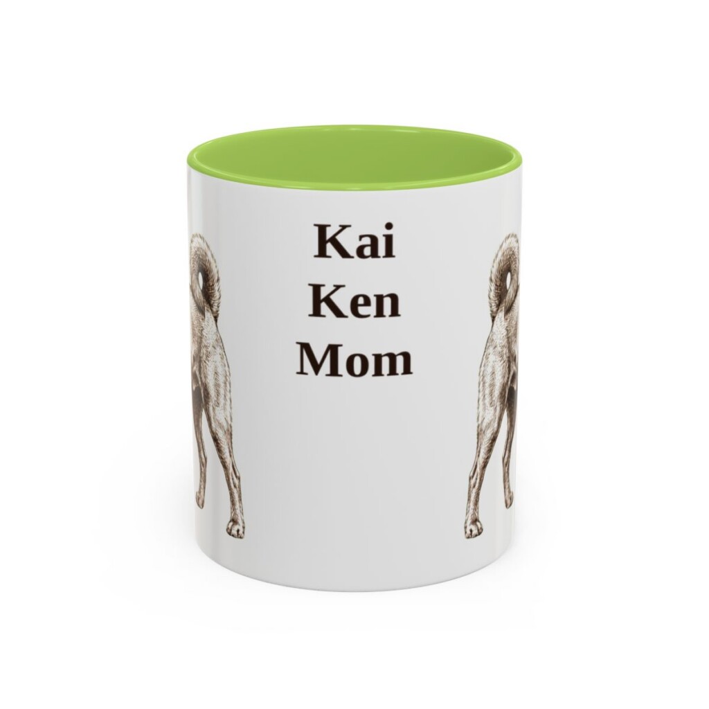11oz Kai Ken Dog Mom Mug, Light Green, front view
