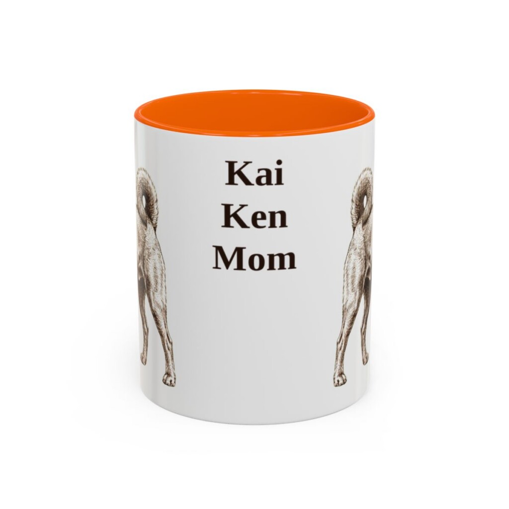 11oz Kai Ken Dog Mom Mug, Orange, front view