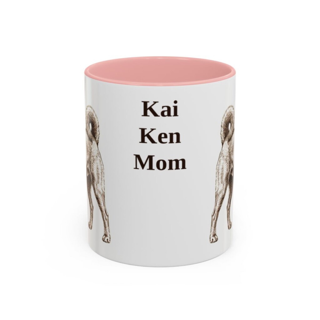 11oz Kai Ken Dog Mom Mug, Pink, front view