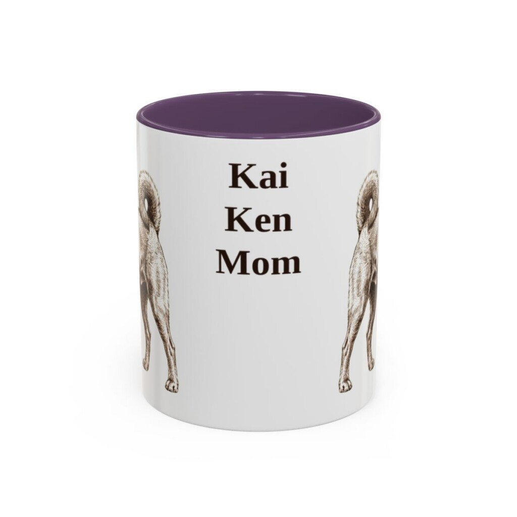 11oz Kai Ken Dog Mom Mug, Purple, front view