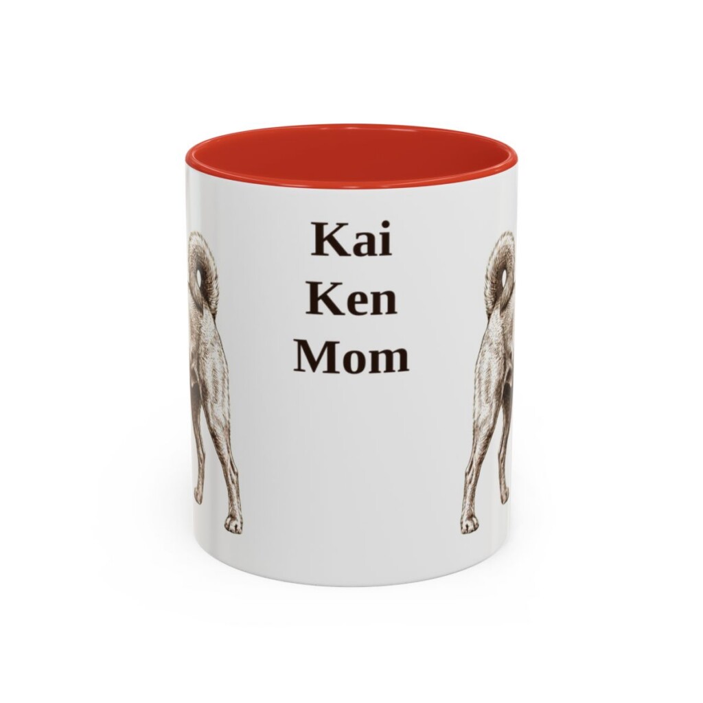 11oz Kai Ken Dog Mom Mug, Red, front view